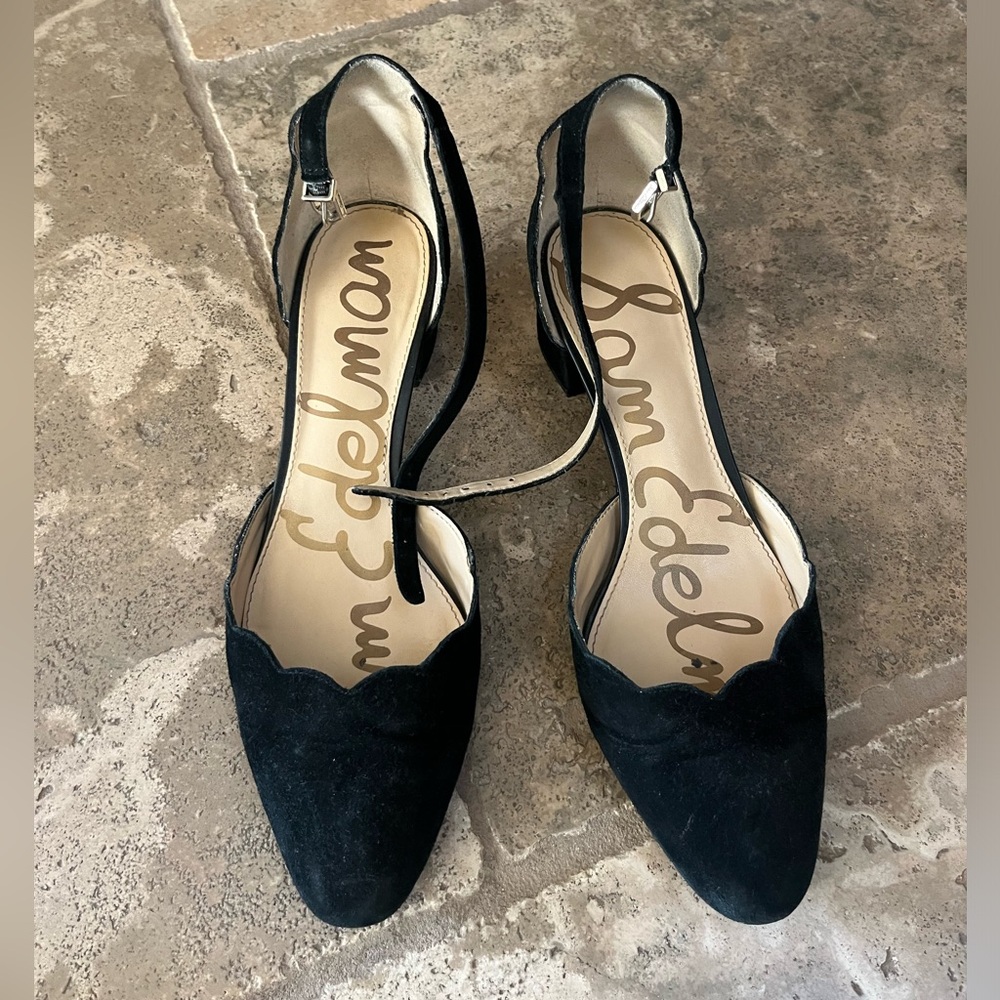 Sam Edelman Black Suede Leather Block Heel